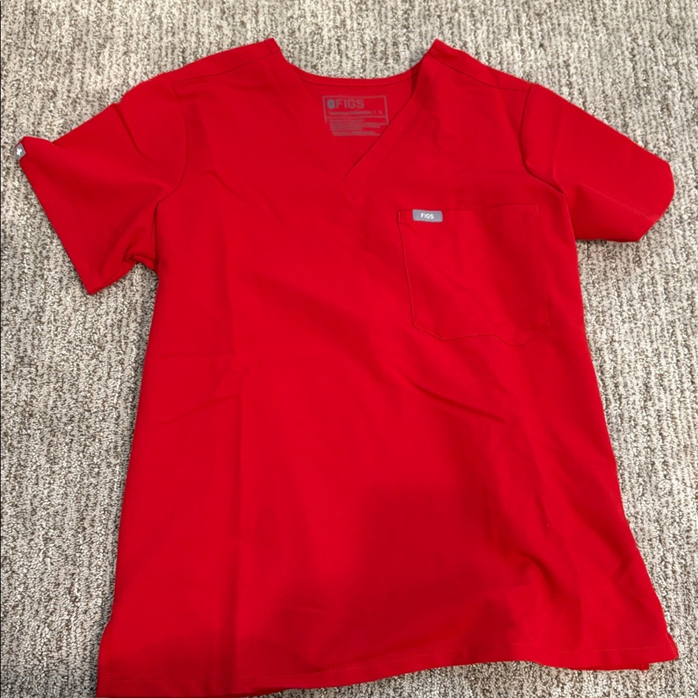 Figs Vivid Red Scrub Top